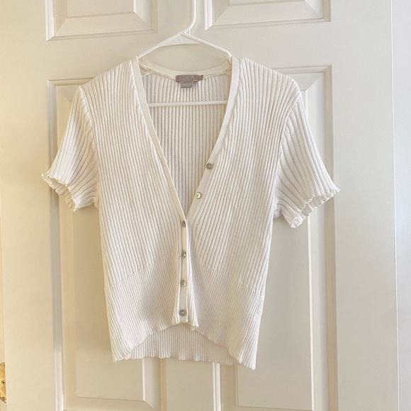 J. Crew White Ribbed Sweater - Picture 1 of 7